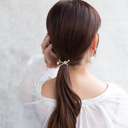 ヘアカフ メタル ボール カーブ ライン クロス コンビカラー