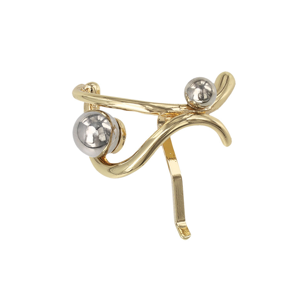 ヘアカフ メタル ボール カーブ ライン クロス コンビカラー