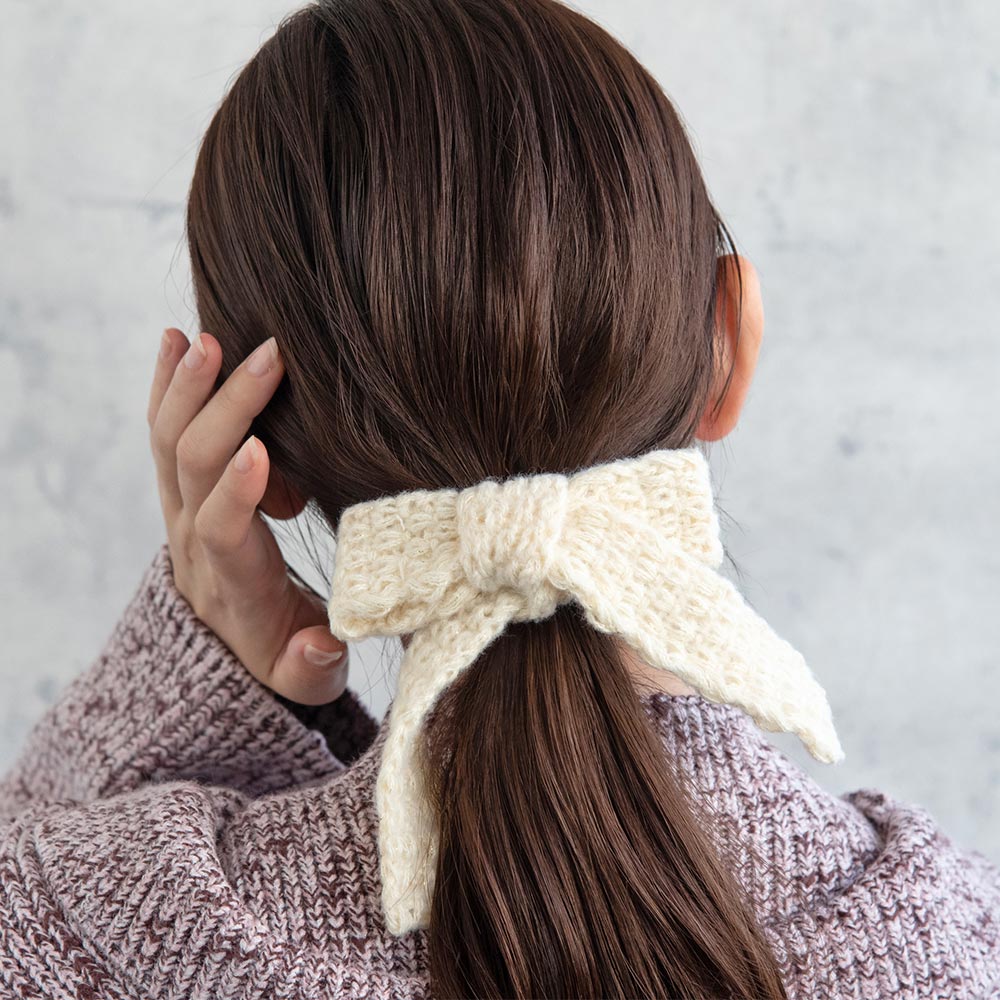 ヘアカフ 毛糸編み リボン