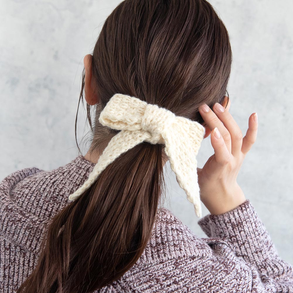 ヘアカフ 毛糸編み リボン