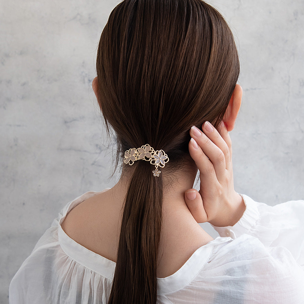 ヘアカフ メタル カラー ラメ フラワー 透かし 下がり