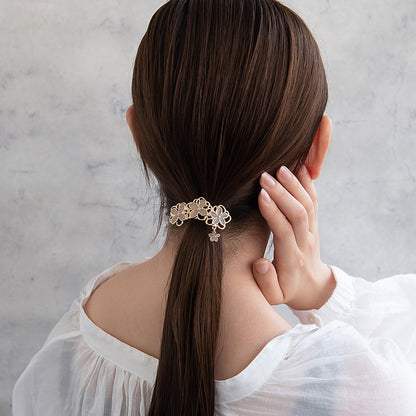 ヘアカフ メタル カラー ラメ フラワー 透かし 下がり