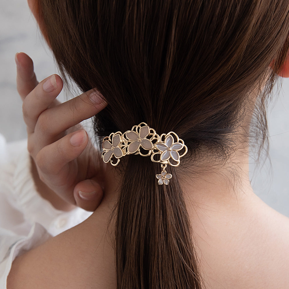 ヘアカフ メタル カラー ラメ フラワー 透かし 下がり