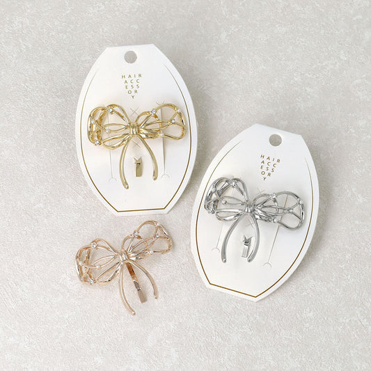 ヘアカフ メタル ループ ライン アシンメトリー リボン パール ストーン