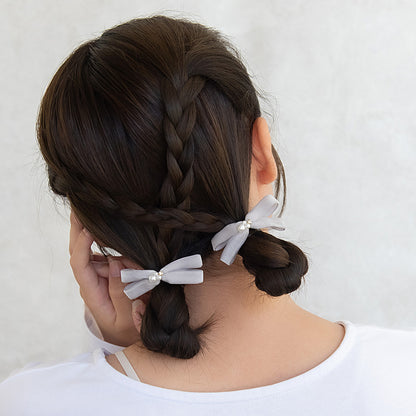 ヘアカフ ミニセットカフ ベロア リボン パール ストーン 2個セット