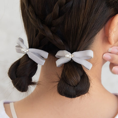 ヘアカフ ミニセットカフ ベロア リボン パール ストーン 2個セット