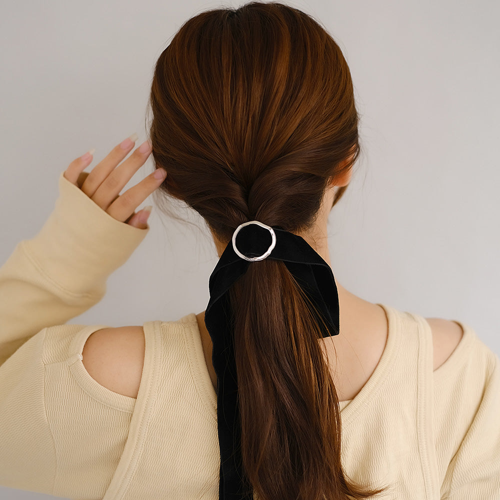 ヘアカフ リボンテープ ベロア メタル サークル