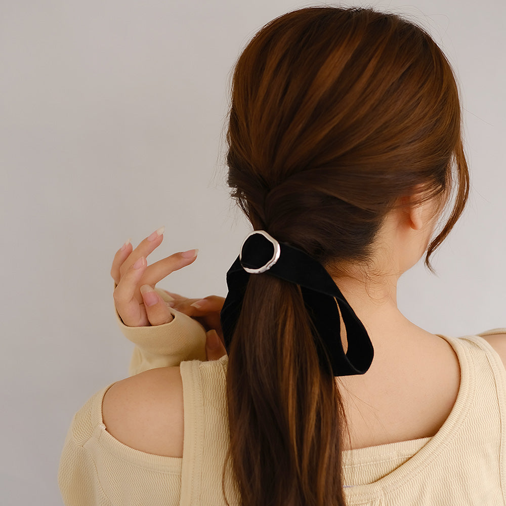 ヘアカフ リボンテープ ベロア メタル サークル