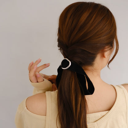 ヘアカフ リボンテープ ベロア メタル サークル