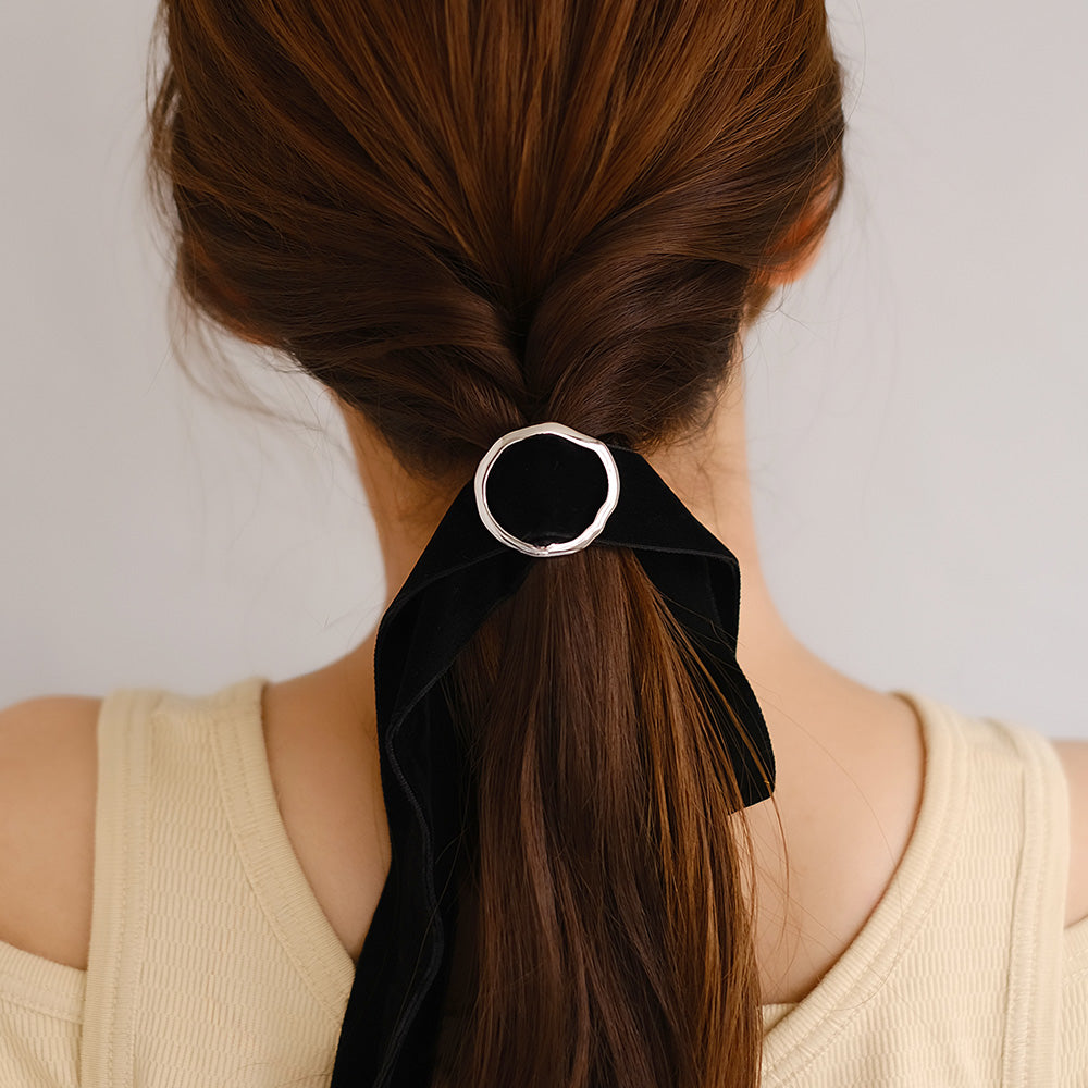 ヘアカフ リボンテープ ベロア メタル サークル