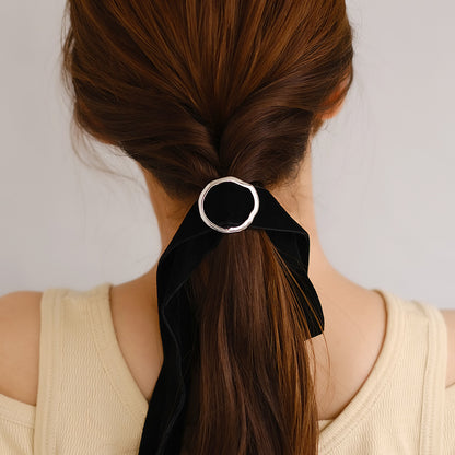 ヘアカフ リボンテープ ベロア メタル サークル