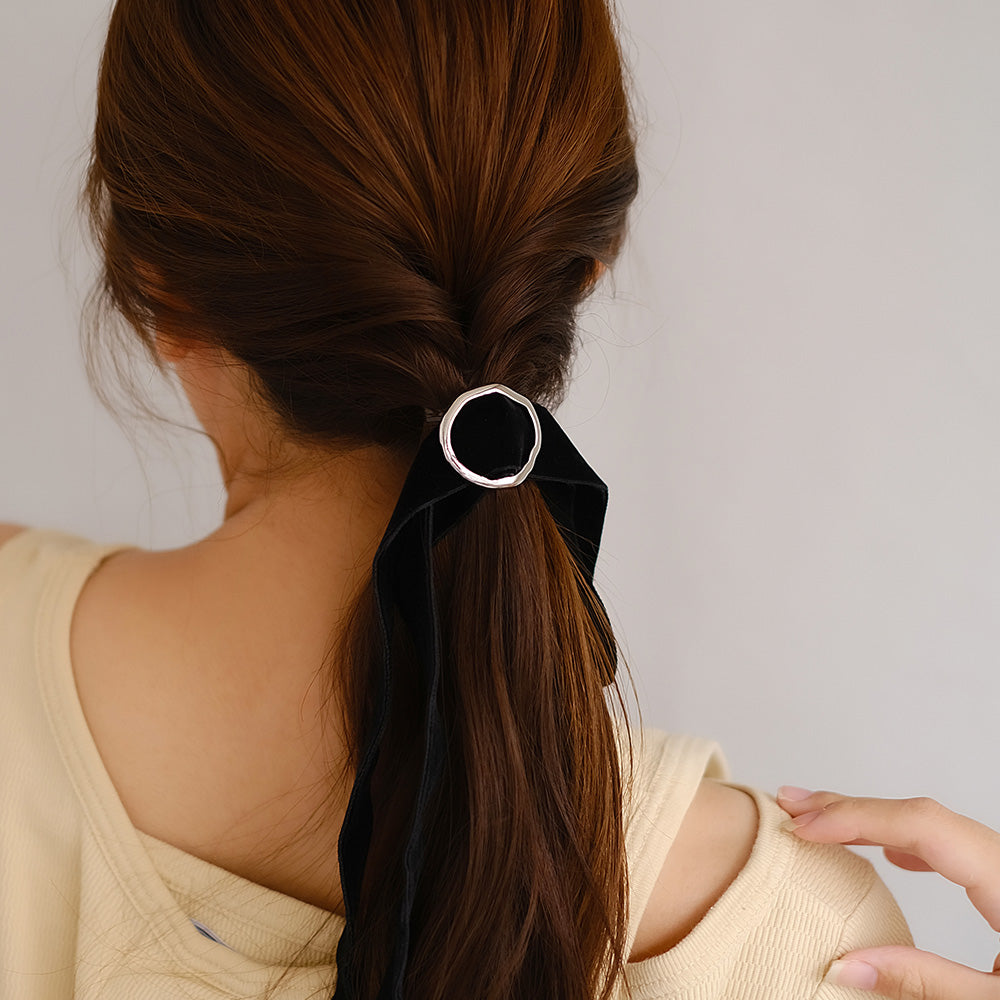 ヘアカフ リボンテープ ベロア メタル サークル