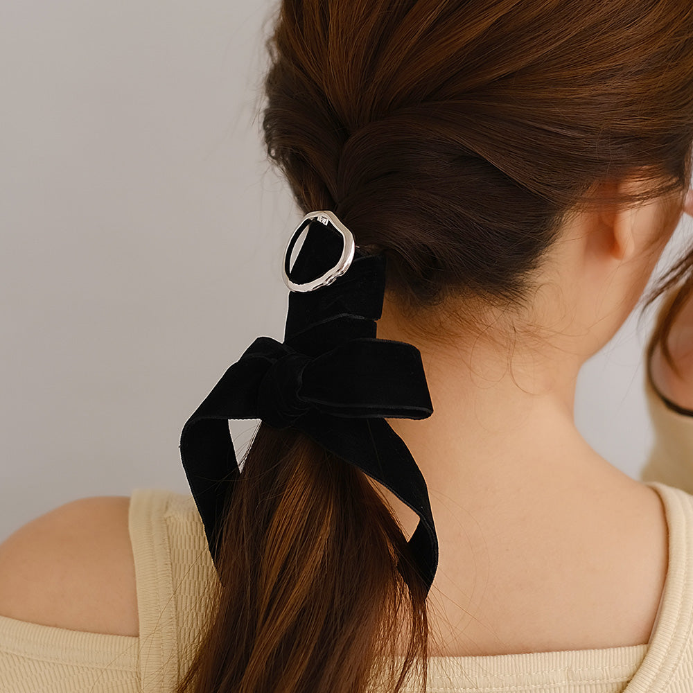 ヘアカフ リボンテープ ベロア メタル サークル