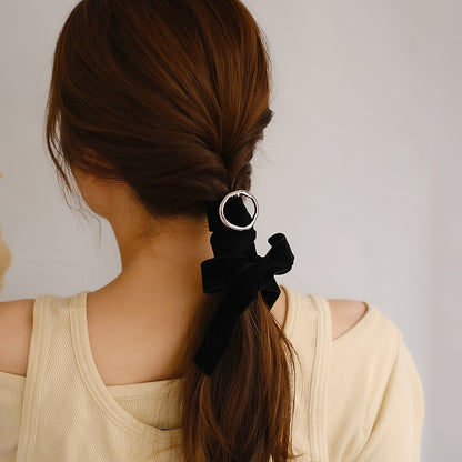 ヘアカフ リボンテープ ベロア メタル サークル