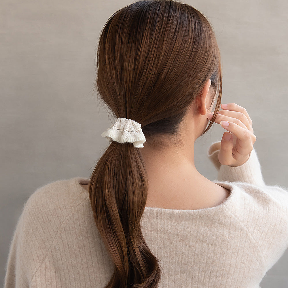 ヘアカフ 毛糸風 手編み フリル