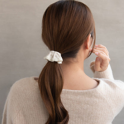 ヘアカフ 毛糸風 手編み フリル