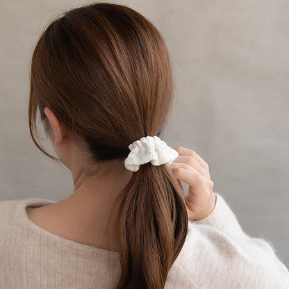 ヘアカフ 毛糸風 手編み フリル