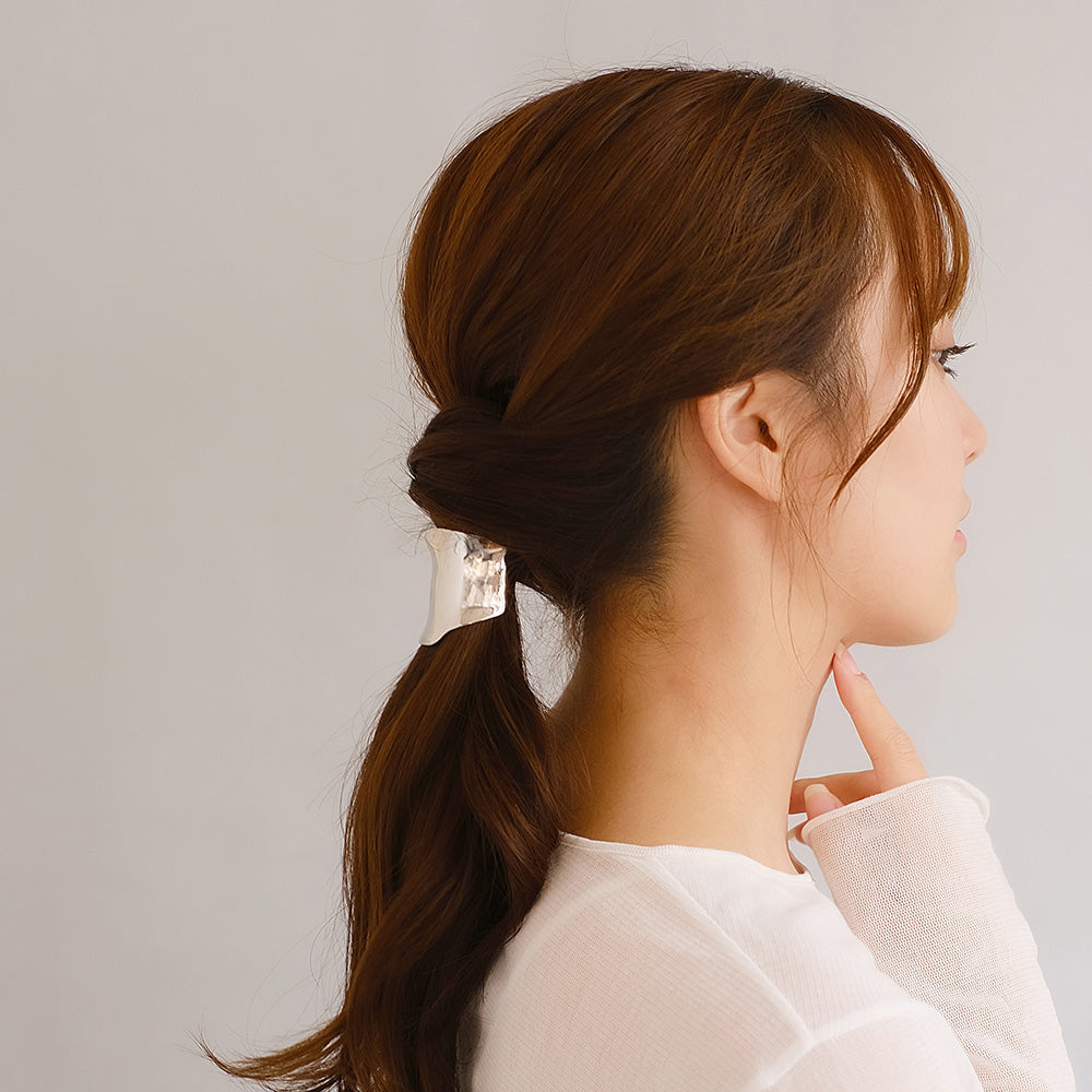 ヘアカフ 巻き込みカフ メタル ワイド プレート ウェーブ