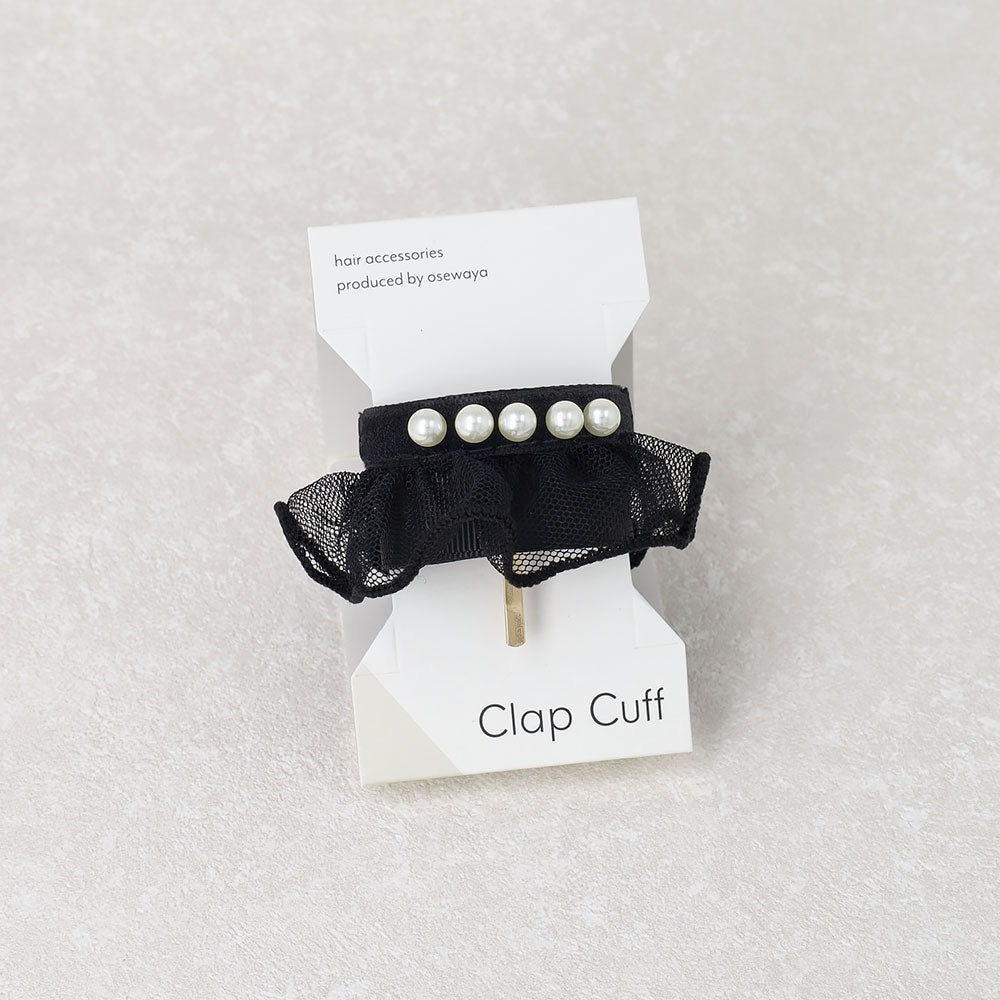 ヘアカフ クラップカフ チュールレース ベロア パール