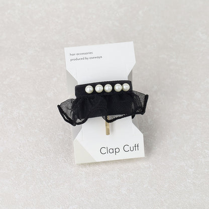 ヘアカフ クラップカフ チュールレース ベロア パール