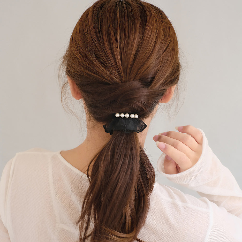 ヘアカフ クラップカフ チュールレース ベロア パール