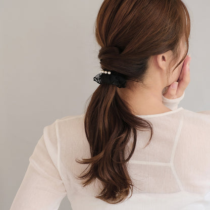 ヘアカフ クラップカフ チュールレース ベロア パール