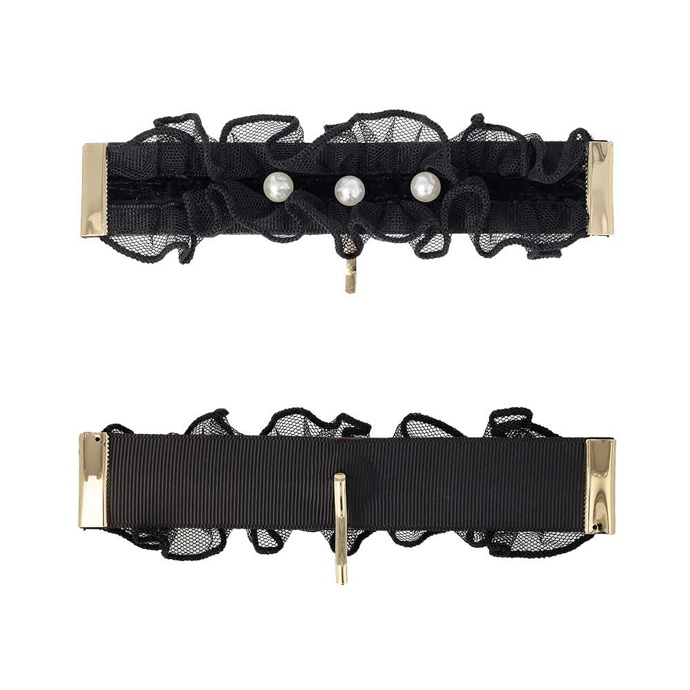 ヘアカフ クラップカフ チュールレース ベロア パール