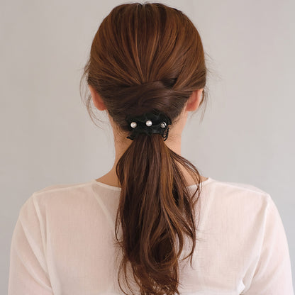 ヘアカフ クラップカフ チュールレース ベロア パール