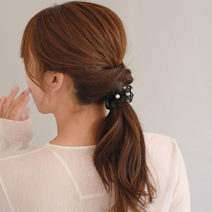 ヘアカフ クラップカフ チュールレース ベロア パール