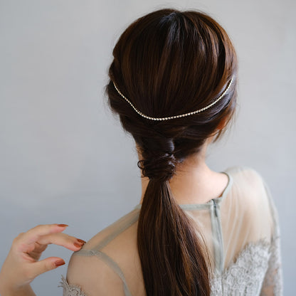 Classy ヘッドドレス ヘアピン ニッケルフリー メタル サークル ストーン 連爪 チェーン ヘアピン