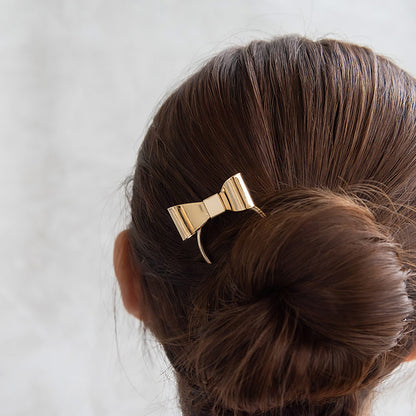 かんざし hair stick メタル リボン U字 カーブ ヘアコーム ヘアスティック