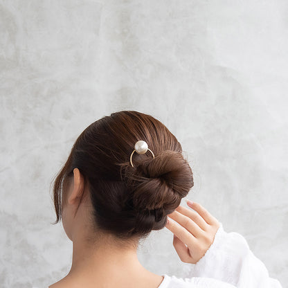 かんざし hair stick メタル ビッグ パール U字 カーブ ヘアコーム ヘアスティック