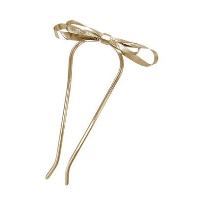 かんざし hair stick メタル ダブル リボン 梨地 U字 カーブ ヘアコーム ヘアスティック