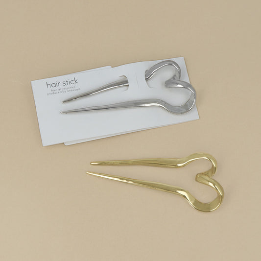 かんざし hair stick ニッケルフリー メタル ツイスト ハート U字 ヘアスティック