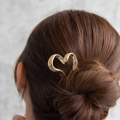 かんざし hair stick ニッケルフリー メタル ツイスト ハート U字 ヘアスティック