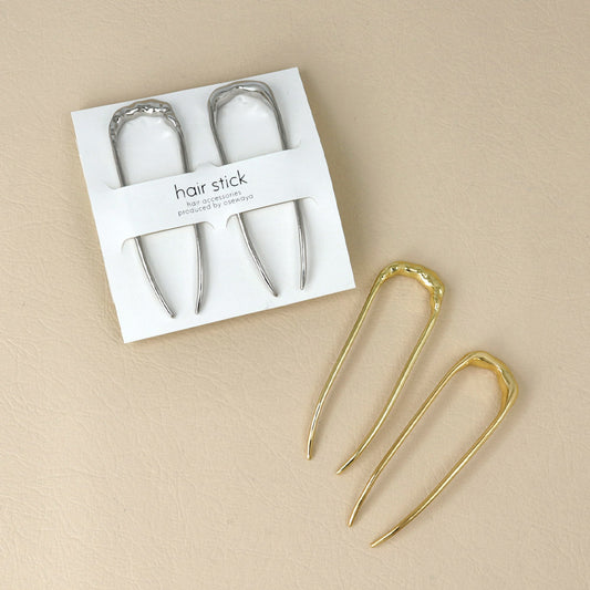 かんざし hair stick メタル ニッケルフリー ミニ メルト U字 カーブ 2個セット ヘアスティック