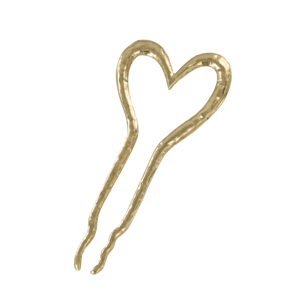 かんざし hair stick ニッケルフリー メタル マット ハート U字 ウェーブ ヘアコーム ヘアスティック