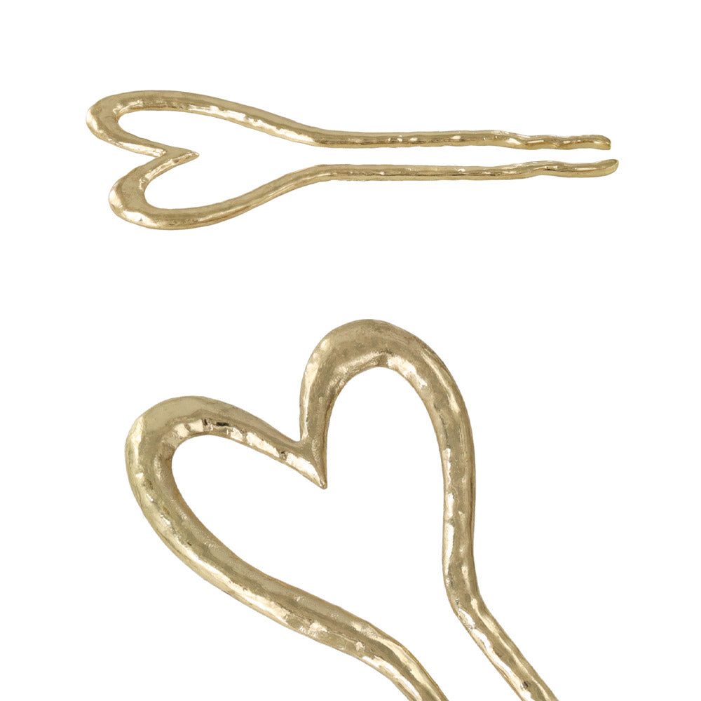 かんざし hair stick ニッケルフリー メタル マット ハート U字 ウェーブ ヘアコーム ヘアスティック