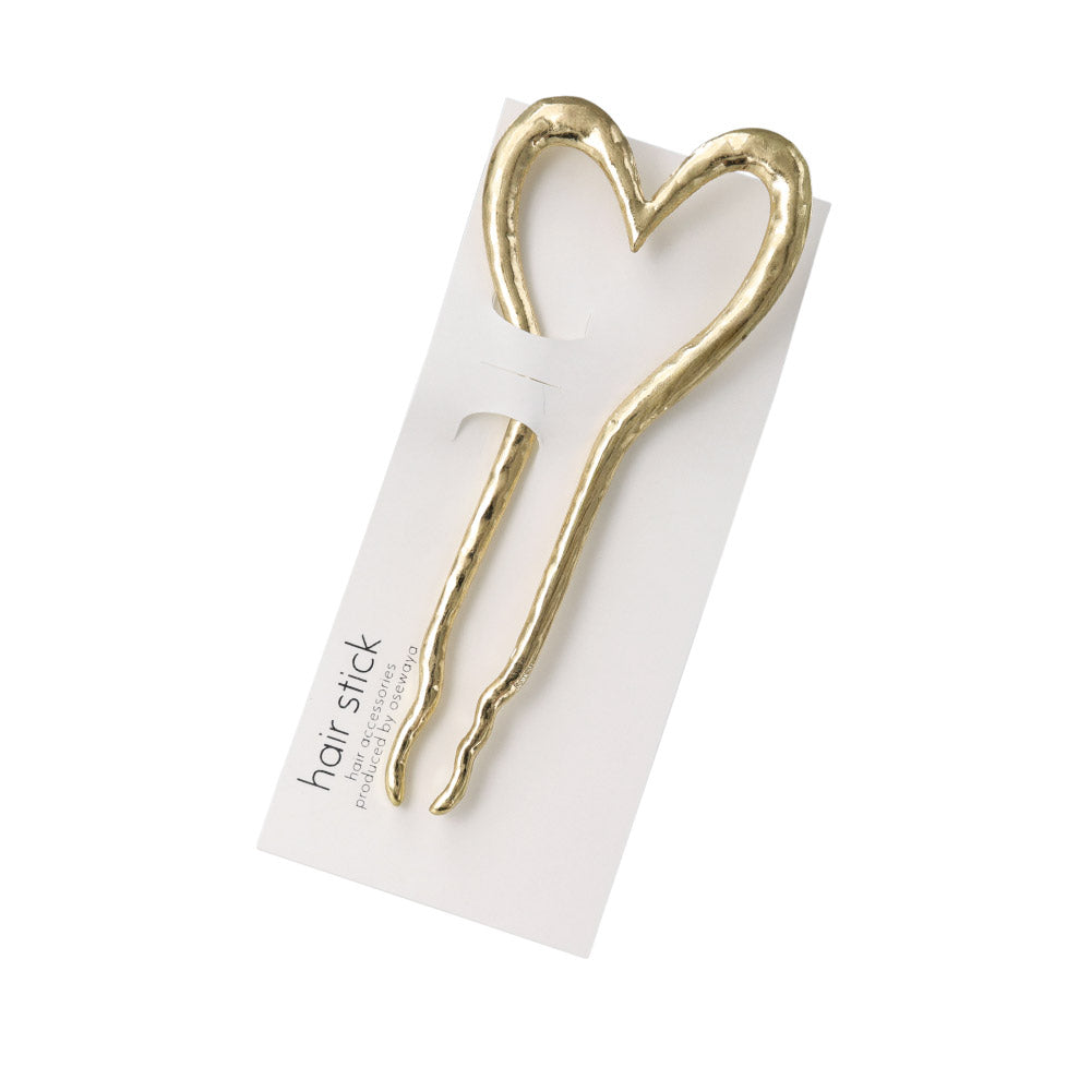 かんざし hair stick ニッケルフリー メタル マット ハート U字 ウェーブ ヘアコーム ヘアスティック