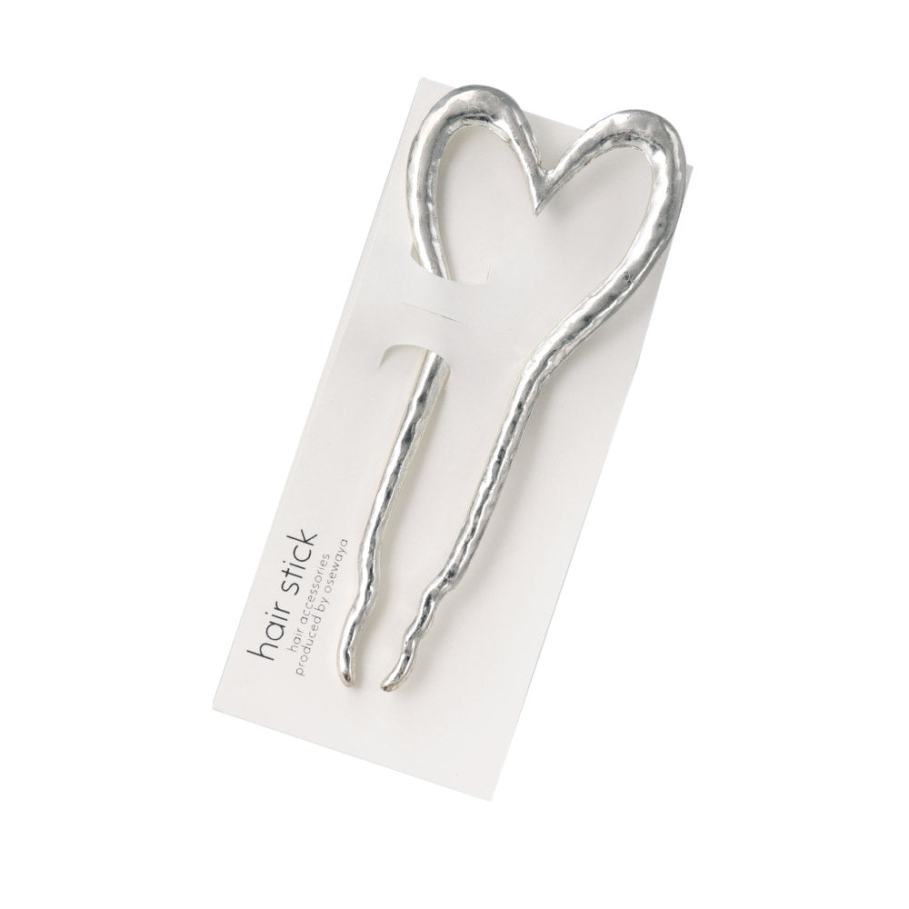かんざし hair stick ニッケルフリー メタル マット ハート U字 ウェーブ ヘアコーム ヘアスティック