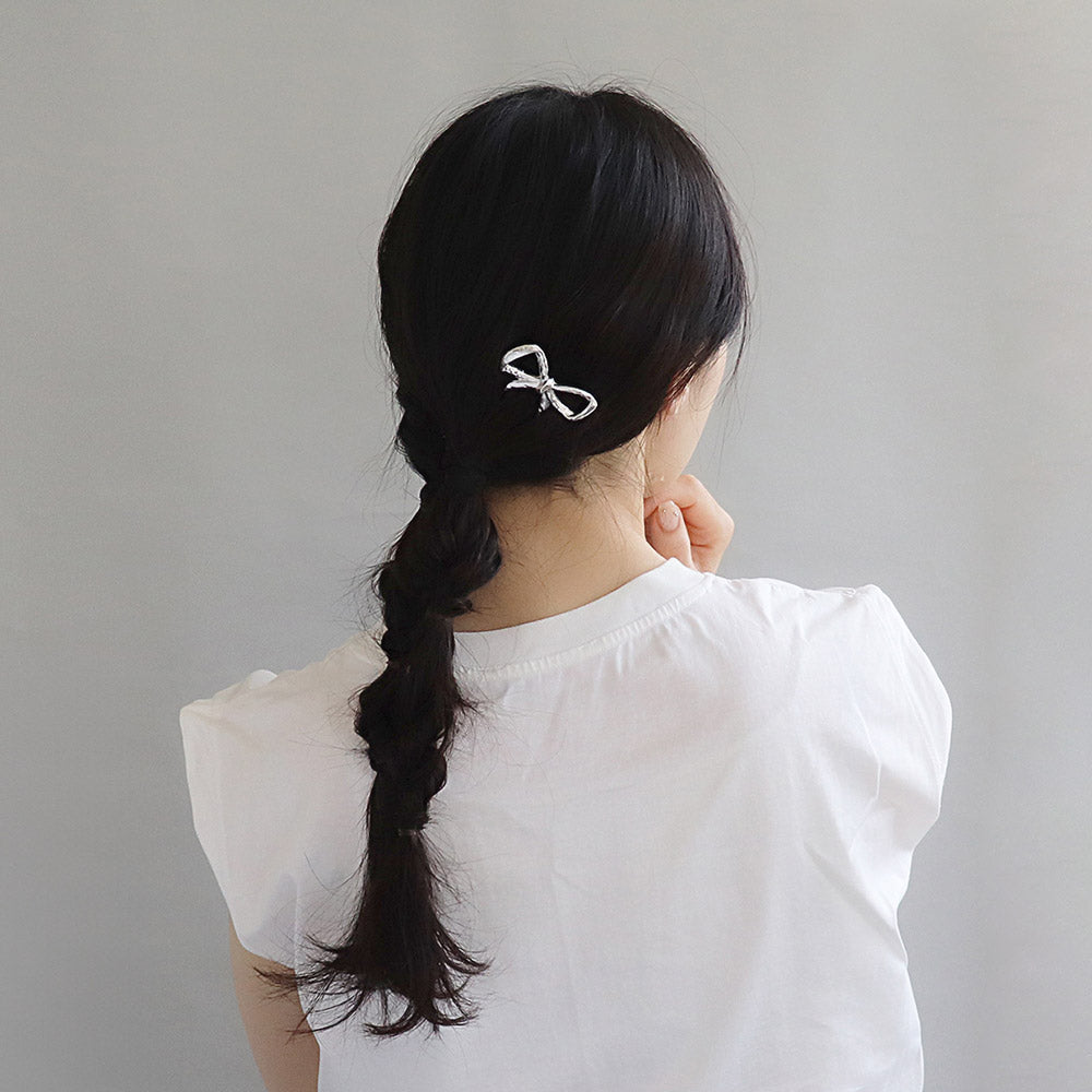 かんざし hair stick ニッケルフリー メタル マット リボン U字 ウェーブ ヘアコーム ヘアスティック