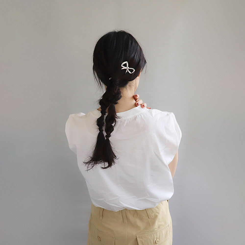 かんざし hair stick ニッケルフリー メタル マット リボン U字 ウェーブ ヘアコーム ヘアスティック