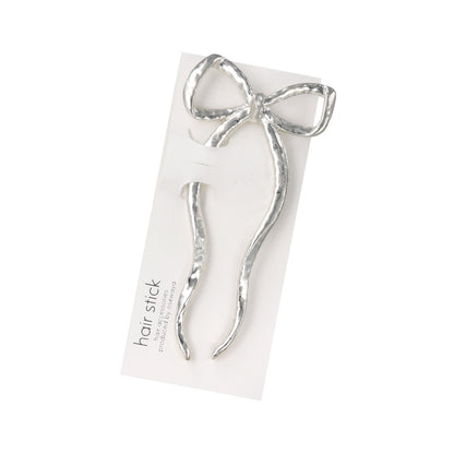 かんざし hair stick ニッケルフリー メタル マット リボン U字 ウェーブ ヘアコーム ヘアスティック