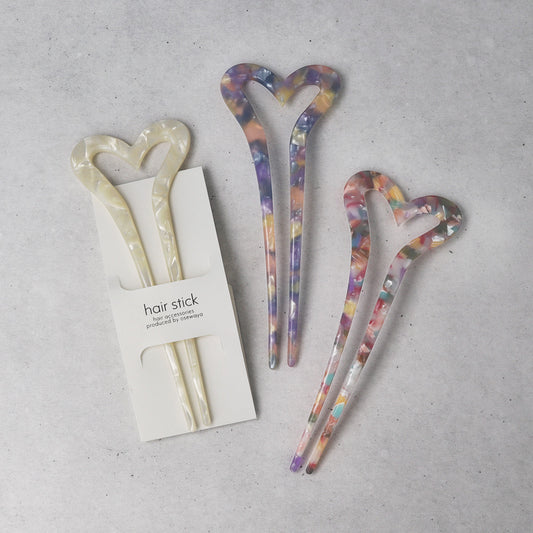 かんざし hair stick マーブル カラー ハート U字