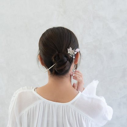 かんざし hair stick メタル フラワー バタフライ グラデーション ストーン パール チェーン 下がり 簪