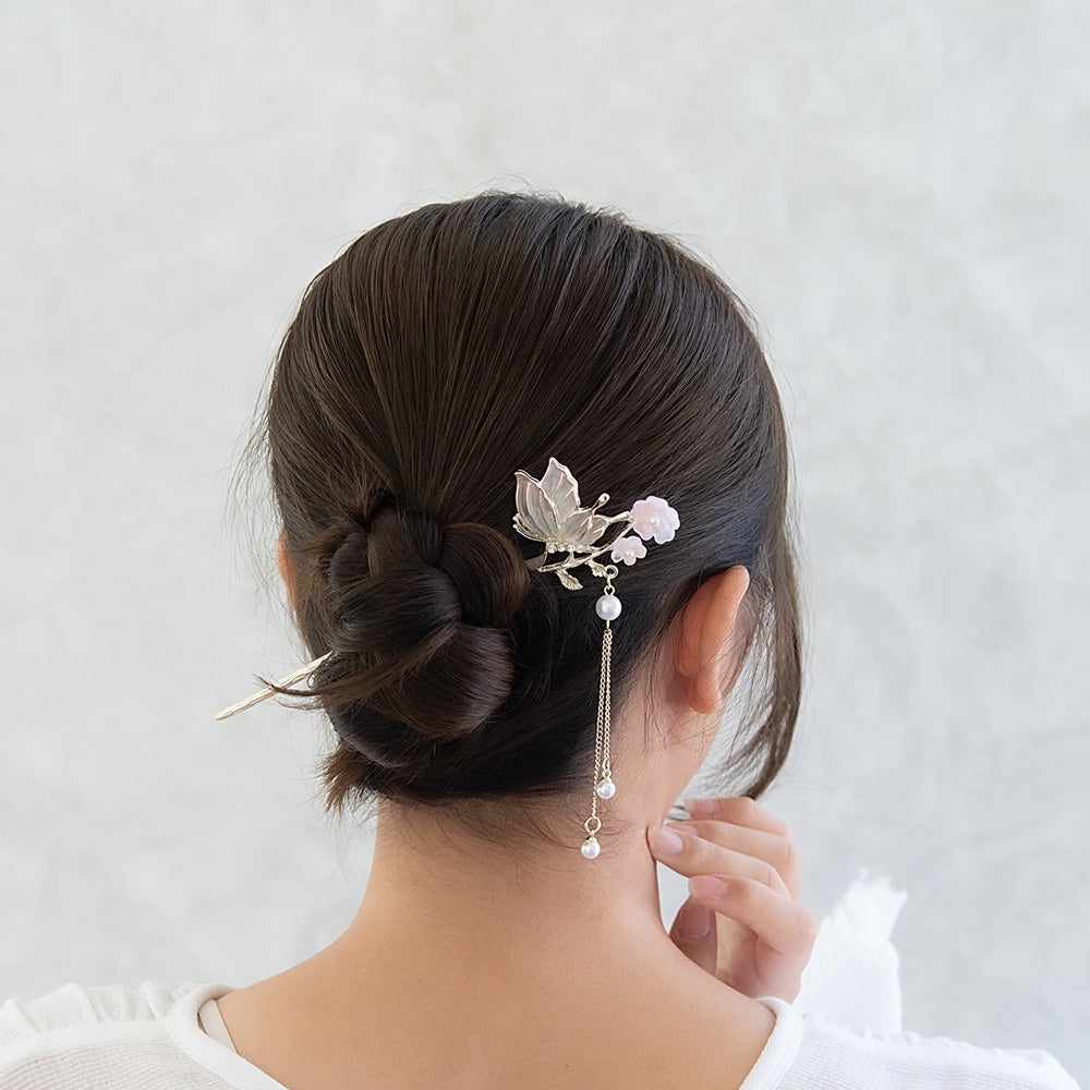 かんざし hair stick メタル フラワー バタフライ