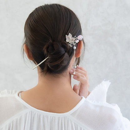 かんざし hair stick メタル フラワー バタフライ グラデーション ストーン パール チェーン 下がり 簪