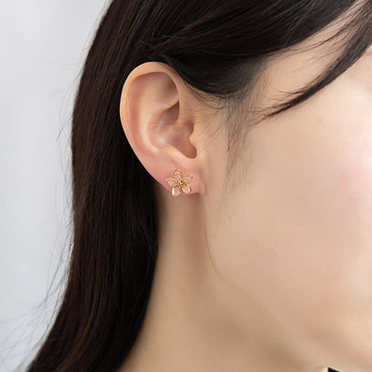 樹脂ピアス ニッケルフリー メタル ワイヤーフラワー 花 ミニ カラー ストーン パール 5個セット スタッドピアス