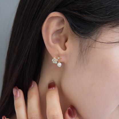 樹脂ピアス ニッケルフリー メタル フラワー オーロラ カラー ストーン パール 5個セット スタッドピアス ドロップピアス