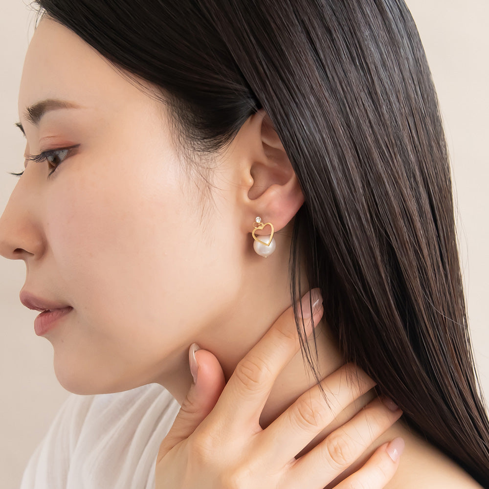 樹脂ピアス ニッケルフリー メタル プラパール ハート バックキャッチ スタッドピアス